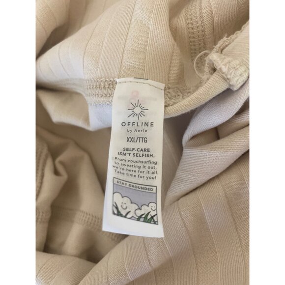 Offline By Aerie Beige Ribbed High-Waist Flared Pants XXL - Picture 6 of 7